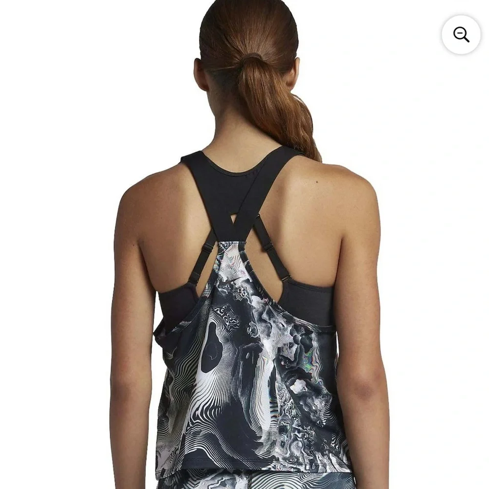 Nike Women's Pro Coral Abstract Blue and White Tank Top